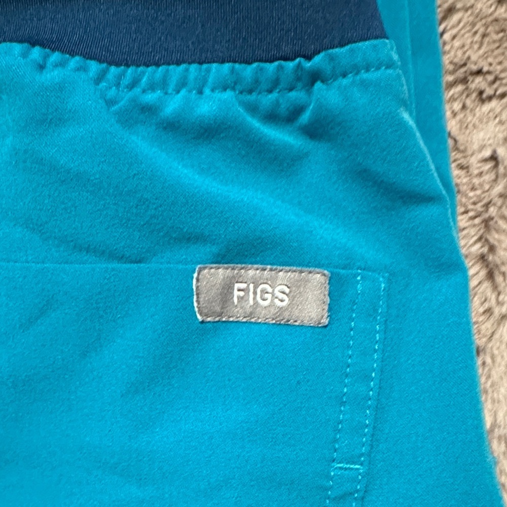 Figs  2 Teal scrub bottoms with Navy Waistband - Picture 6 of 6